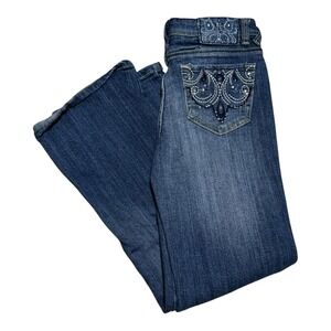 2000s Arizona Jeans Co. Rhinestone Pocket‎ Blue Jeans Girls 10 Slim (26x25 1/8)